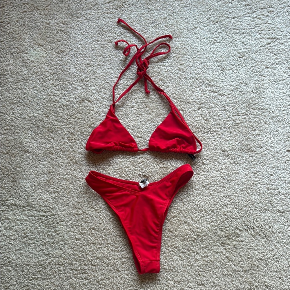Pretty Little Thing Red String Bikini